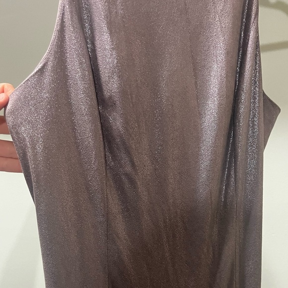 Halston Heritage Gunmetal Fringe Dress Gown, Grey/Silver/Metallic - Picture 8 of 9